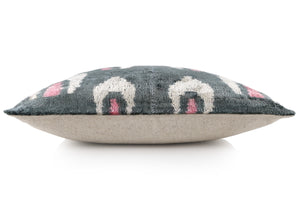 Gray & Blush Velvet Throw Pillow – 16x16 | Handmade Luxury