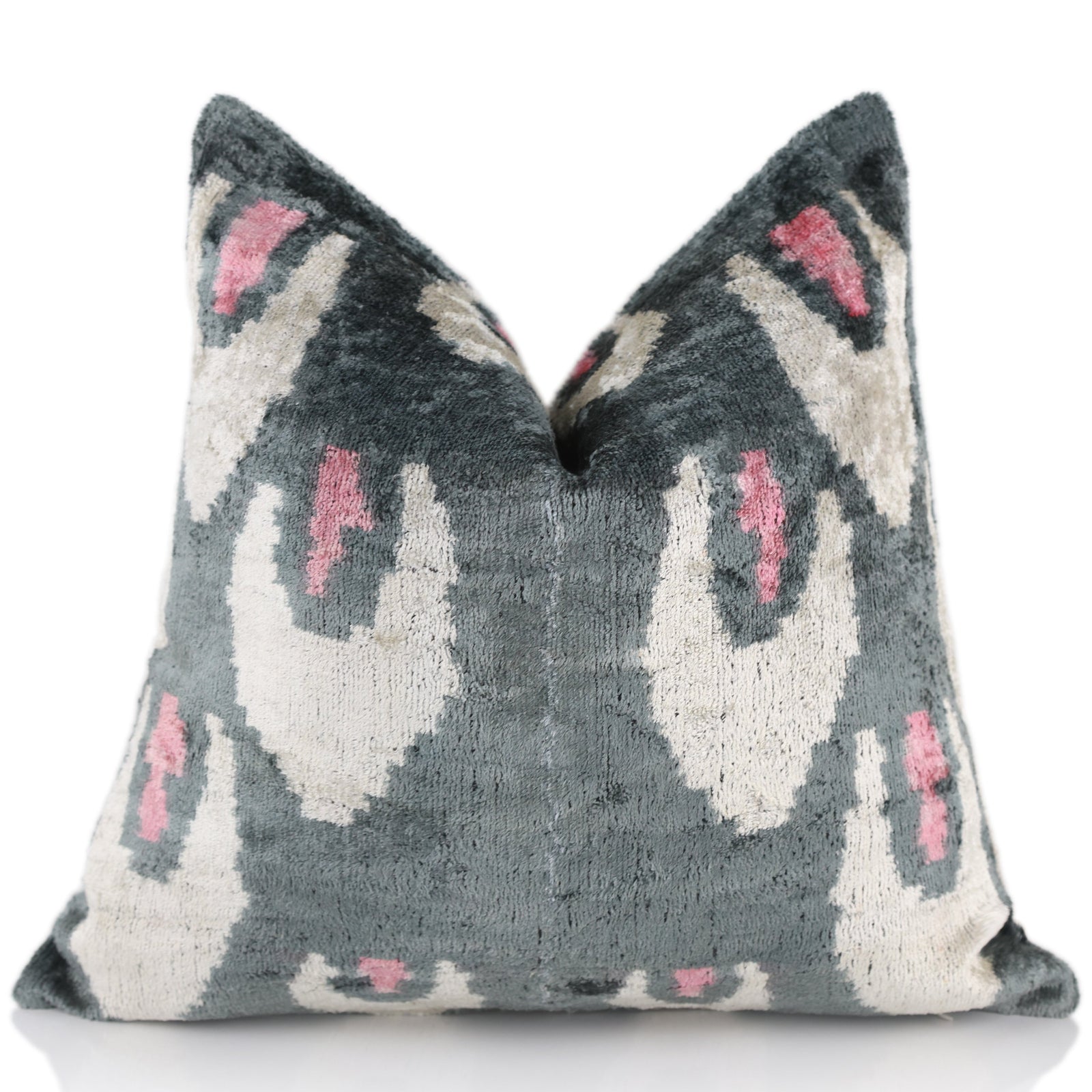 Gray & Blush Velvet Throw Pillow – 16x16 | Handmade Luxury