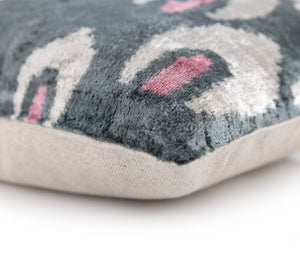 Gray & Blush Velvet Throw Pillow – 16x16 | Handmade Luxury