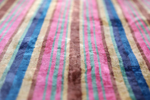 Colorful Striped Velvet Pillow – 16x16 Handmade Ikat Throw Cushion