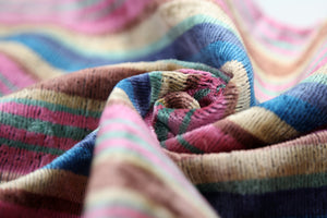 Colorful Striped Velvet Pillow – 16x16 Handmade Ikat Throw Cushion