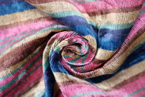Colorful Striped Velvet Pillow – 16x16 Handmade Ikat Throw Cushion