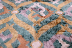 Emerald Gold Ikat Velvet Pillow – 16x16 in
