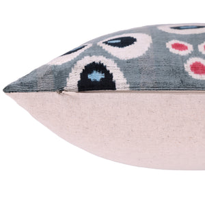 Gray Evil Eye Pattern Silk Velvet Pillow – 16x16 in