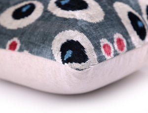 Gray Evil Eye Pattern Silk Velvet Pillow – 16x16 in