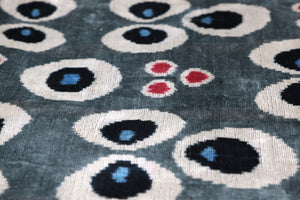 Gray Evil Eye Pattern Silk Velvet Pillow – 16x16 in