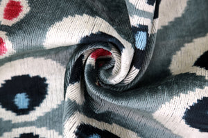 Gray Evil Eye Pattern Silk Velvet Pillow – 16x16 in