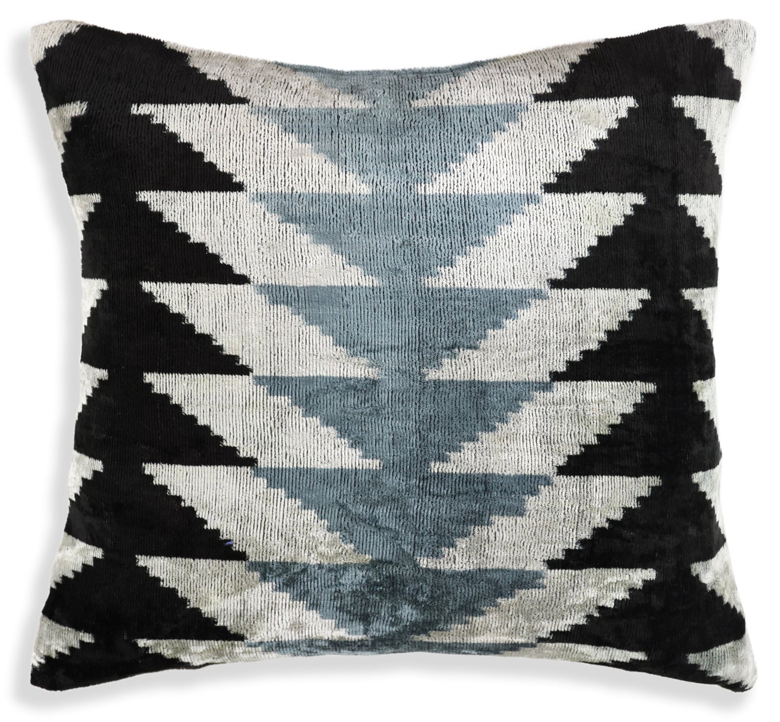 Handmade Black Gray Chevron Velvet Pillow – 16x24 in Luxury Accent