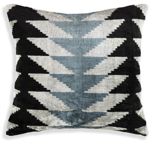 Handmade Black Gray Chevron Velvet Pillow – 16x24 in Luxury Accent
