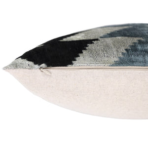 Handmade Black Gray Chevron Velvet Pillow – 16x24 in Luxury Accent