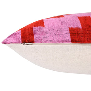 Red & Pink Geometric Velvet Pillow – 16x16