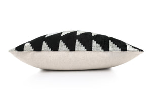 Handmade Black Gray Chevron Velvet Pillow – 16x24 in Luxury Accent