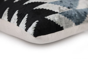 Handmade Black Gray Chevron Velvet Pillow – 16x24 in Luxury Accent