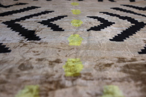 Neutral & Black Tribal Arrow Velvet Throw Pillow – 24x24 in | Handcrafted Silk Cushion