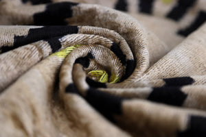 Neutral & Black Tribal Arrow Velvet Throw Pillow – 24x24 in | Handcrafted Silk Cushion