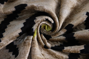 Neutral & Black Tribal Arrow Velvet Throw Pillow – 24x24 in | Handcrafted Silk Cushion