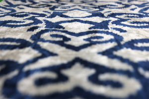 Indigo Ikat Velvet Pillow – Handmade 16x16 Square Accent Cushion