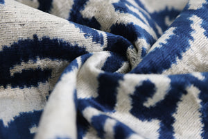 Handmade Navy Ikat Velvet Pillow – 16x24" Silk Accent Cushion