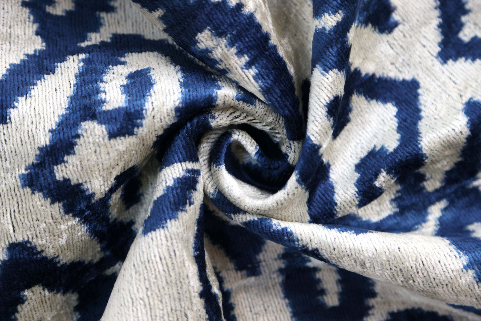 Indigo Ikat Velvet Pillow – Handmade 16x16 Square Accent Cushion