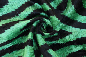 Green & Black Tribal Velvet Pillow – Handmade 16x24 Lumbar