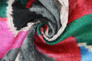 Abstract Multicolor Silk Velvet Pillow – Handmade 16x24 Inch