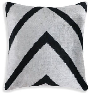 Chevron V Black & White Velvet Pillow – 16x16 Modern Handmade Throw Cushion