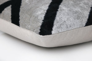 Chevron V Black & White Velvet Pillow – 16x16 Modern Handmade Throw Cushion