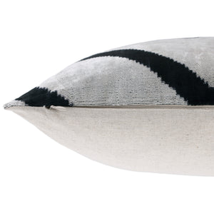Chevron V Black & White Velvet Pillow – 16x16 Modern Handmade Throw Cushion