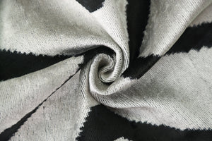 Modern Black & White Chevron Ikat Velvet Pillow – 16x16 Handmade Cushion