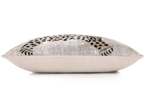 Luxury Leopard Print Silk Velvet Throw Pillow 16x24 – Handmade Animal Motif Lumbar Cushion