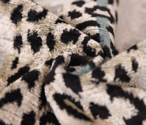 Luxury Leopard Print Silk Velvet Throw Pillow 16x24 – Handmade Animal Motif Lumbar Cushion