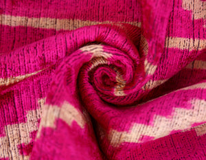 Luxury Fuchsia Pink Silk Velvet Throw Pillow 16x24 – Handmade Geometric Lumbar Cushion