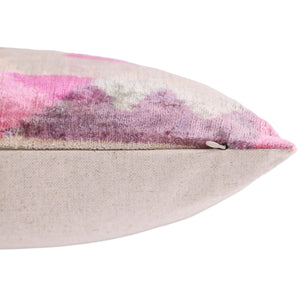 Blush Abstract Silk Velvet Lumbar Pillow, Vegetable Dyed – 16x24 in