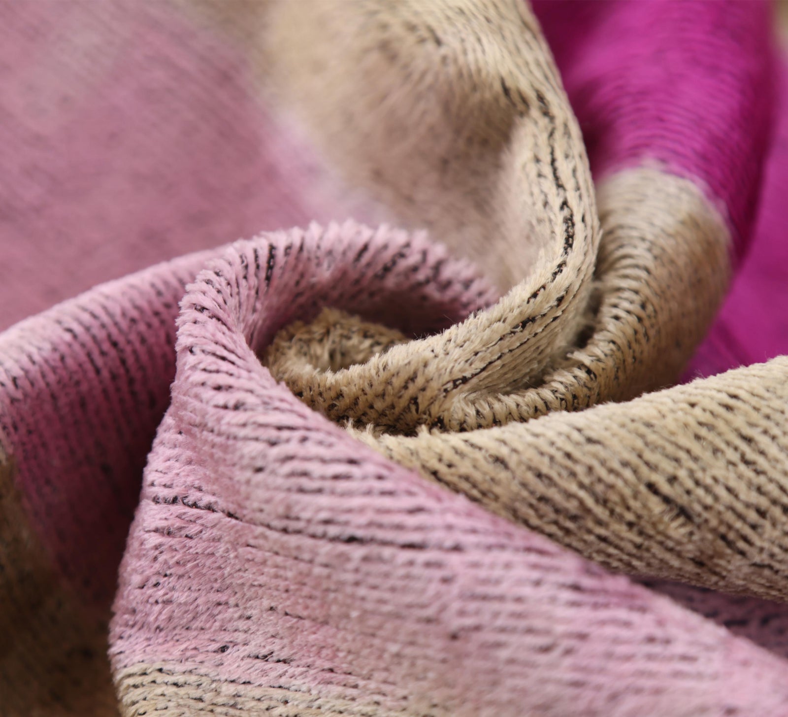 Luxury Silk Velvet Striped Throw Pillow 16x24 – Pink & Beige Handmade