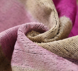 Luxury Silk Velvet Striped Throw Pillow 16x24 – Pink & Beige Handmade