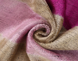 Luxury Silk Velvet Striped Throw Pillow 16x24 – Pink & Beige Handmade