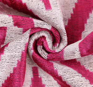 Luxury Silk Velvet Pillow 16x24 – Handmade Fuchsia & Ivory Concentric Lumbar Cushion
