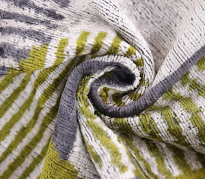 Luxury Silk Velvet Pillow 16x24 – Handmade Green & Gray Geometric Lumbar Cushion