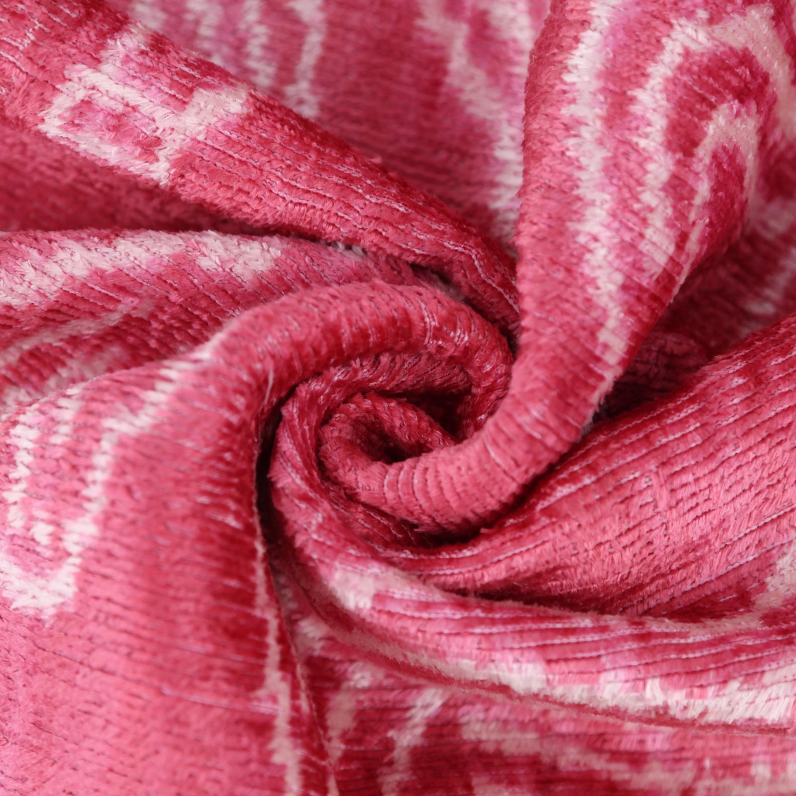 Pink White Zebra Silk Velvet Pillow – 20x20 Handmade Ikat Animal Cushion