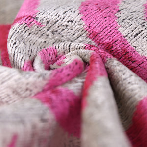 Handmade Pink Geometric Velvet Lumbar Pillow 16x24 – Luxury Silk Ikat Cushion