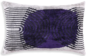 Luxury Purple Silk Velvet Throw Pillow 16x24 – Handmade Modern Geometric Lumbar