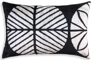 Luxury Black & White Silk Velvet Throw Pillow 16x24 – Handmade Geometric Designer Lumbar
