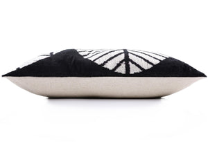Luxury Black & White Silk Velvet Throw Pillow 16x24 – Handmade Geometric Designer Lumbar
