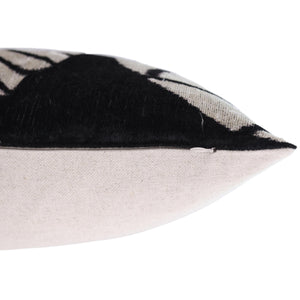 Luxury Black & White Silk Velvet Throw Pillow 16x24 – Handmade Geometric Designer Lumbar