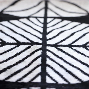 Luxury Black & White Silk Velvet Throw Pillow 16x24 – Handmade Geometric Designer Lumbar