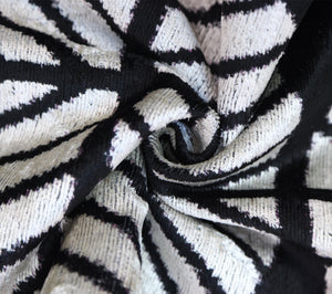 Luxury Black & White Silk Velvet Throw Pillow 16x24 – Handmade Geometric Designer Lumbar