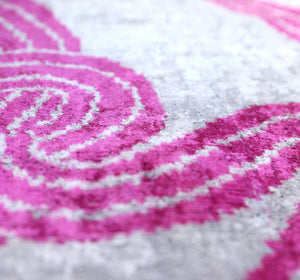 Handmade Silver & Pink Fuchsia Velvet Lumbar Pillow 16x24 – Modern Abstract Designer Cushion