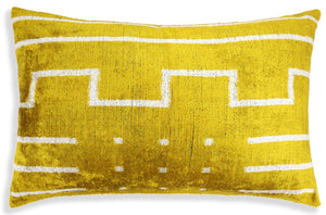 Handmade Mustard Yellow Velvet Lumbar Pillow 16x24 – Modern Geometric Designer Cushion