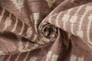 Luxury Silk Velvet Ikat Throw Pillow 16x24 – Taupe & Blush Handmade