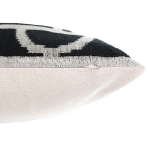 Luxury Black & White Geometric Velvet Pillow 16x24 – Handmade Silk Lumbar Cushion